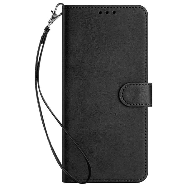 Til Motorola Moto E13 4G Folio Flip Leather Wallet Cell Phone Case Fuld beskyttelse Cover med rem - Sort Black