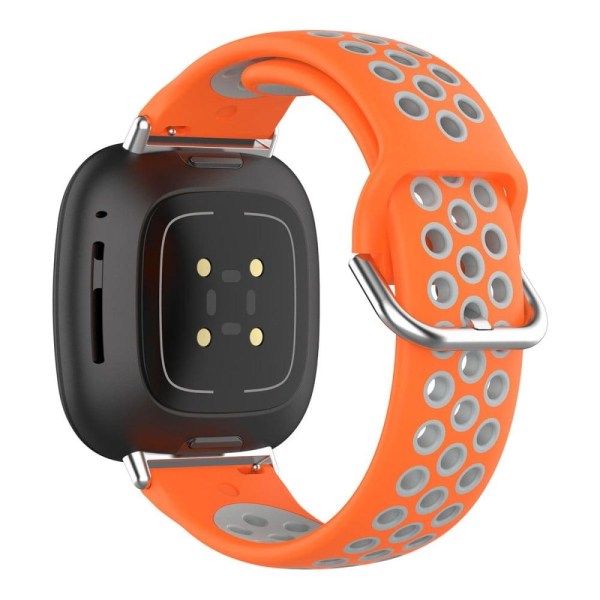 Fitbit Sense 2 / Versa 4 dubbelfärgat klockarmband i silikon - Orange / Grå Orange