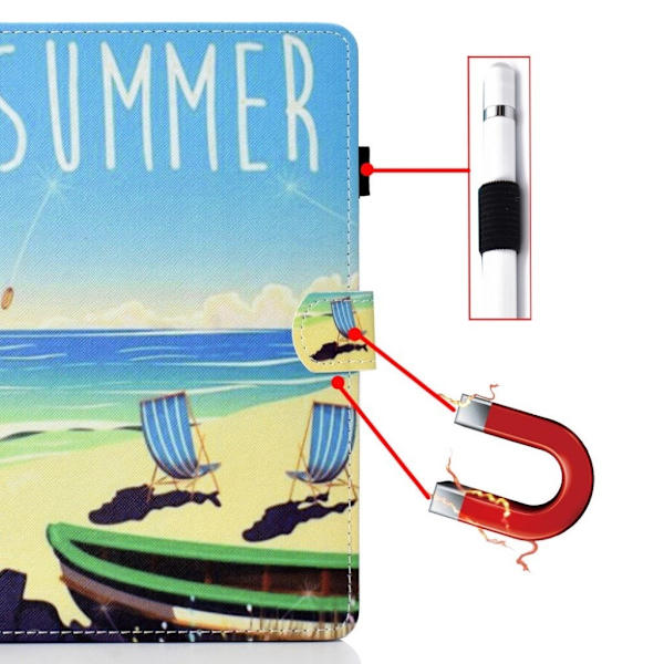 Lenovo Tab M10 Cool Mønster Lær Flippetui - Summer Seaside Multicolor