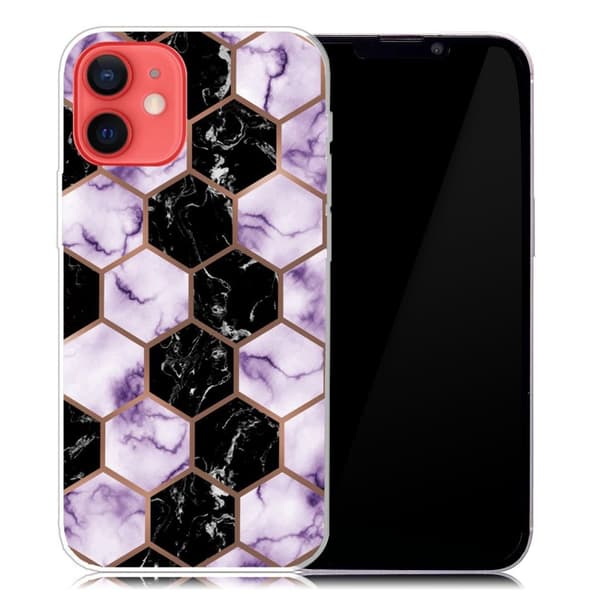 Marble iPhone 13 Mini Suojakotelo - Honeycomb Marble In Violetti Multicolor