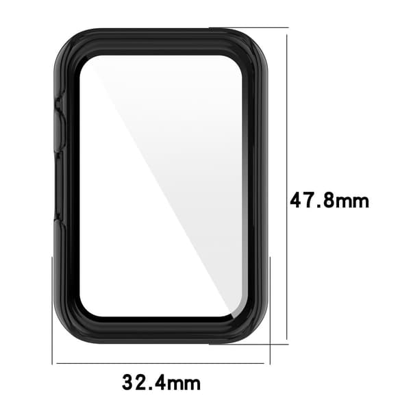 Oppo Watch Free cover with tempered glass screen protector - Black Svart