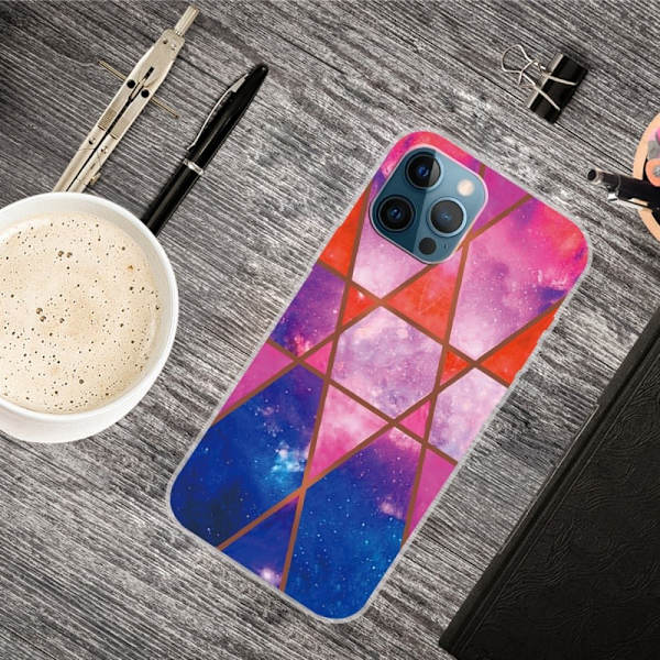 Marble iPhone 15 Pro Max Suojakotelo - Rose / Oranssi / Sininen Pink