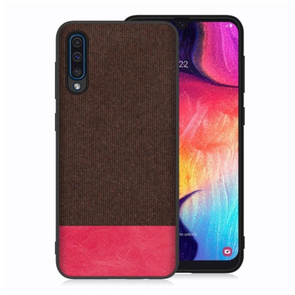 Samsung Galaxy A50 stof tekstur etui - Kaffe / Rød Brown