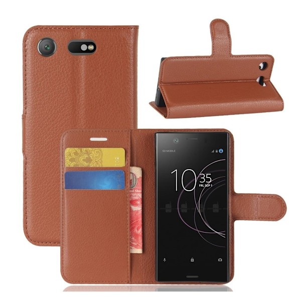 Sony Xperia XZ1 Compact Enfärgat läder fodral - Brun Brun