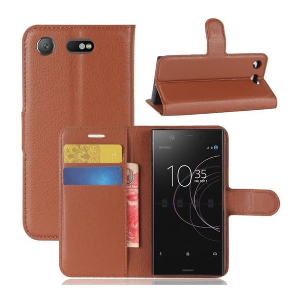 Sony Xperia XZ1 Compact Etui laget av kunstlær og silikon - Brunt Brown