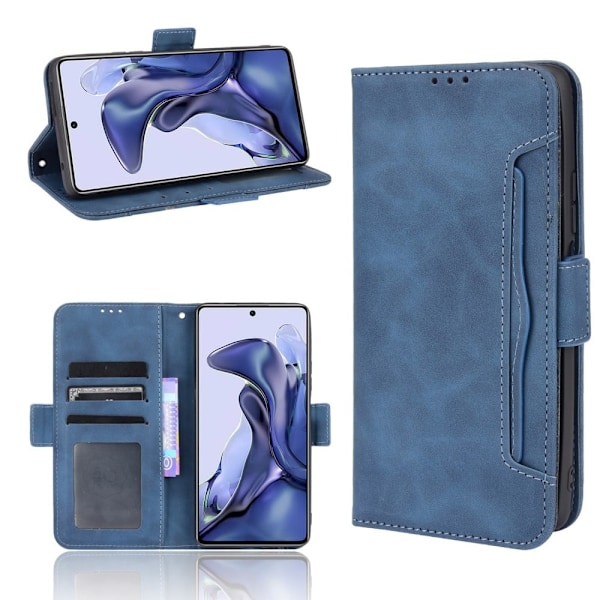 Stilfuldt Læder Etui med Pung til Xiaomi 11T / 11T Pro - Blå Blue