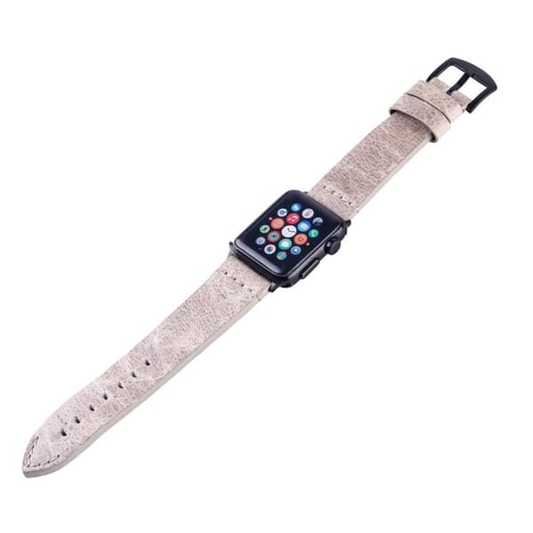 Apple Watch Series 4 44mm top layer koläder klockband - Grå Silvergrå