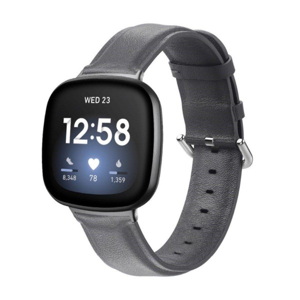 Fitbit Versa 3 aito nahkakellon ranneke - Harmaa Silver grey