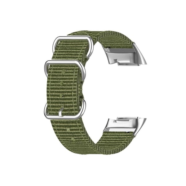 Fitbit Charge 5 klockarmband i elastisk nylon med silverfärgat spänne - Militärgrön Grön