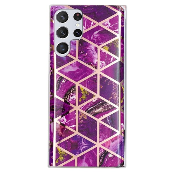 Deco Samsung Galaxy S23 Ultra Etui - Electroplated Lilla Marmor Purple
