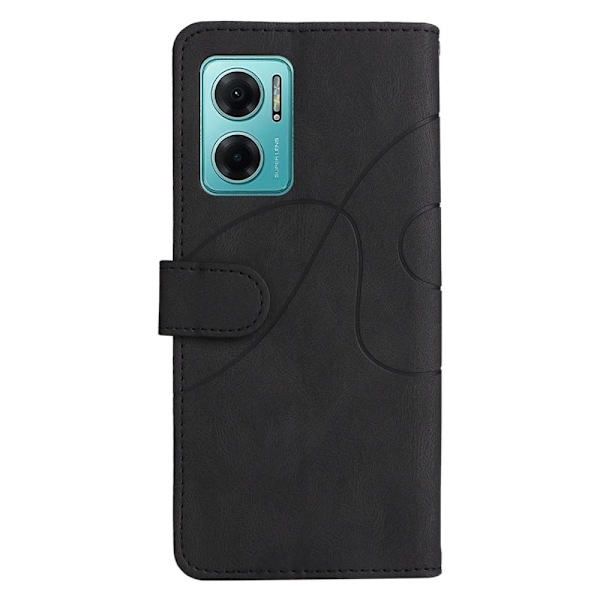 Teksturoitu nahkakotelo hihnalla Xiaomi Redmi Note 11E / Xiaomi Redmi Note 10 5G / Xiaomi Redmi 10 Prime Plus 5G - Musta Black