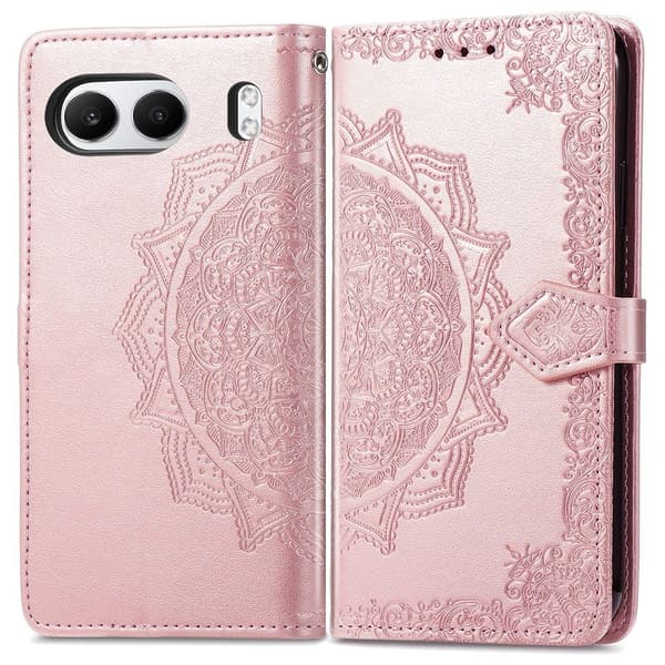 Mandala OnePlus Nord 4 nahkakotelo - Ruusukulta Pink