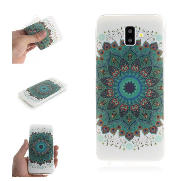 Samsung Galaxy J6 Plus (2018) mjukt fodral med mönstertryck - Grön Lotus Grön