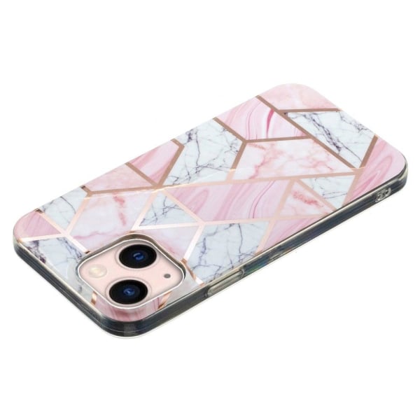 Marmormotiv iPhone 13 Mini skal - Vitt Grus / Rosa Marmor Rosa