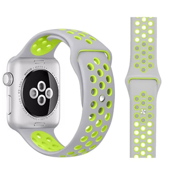 Apple Watch Series 5 / 4 44mm dobbeltfarvet urrem - Grå / Gul-Grøn Silver grey