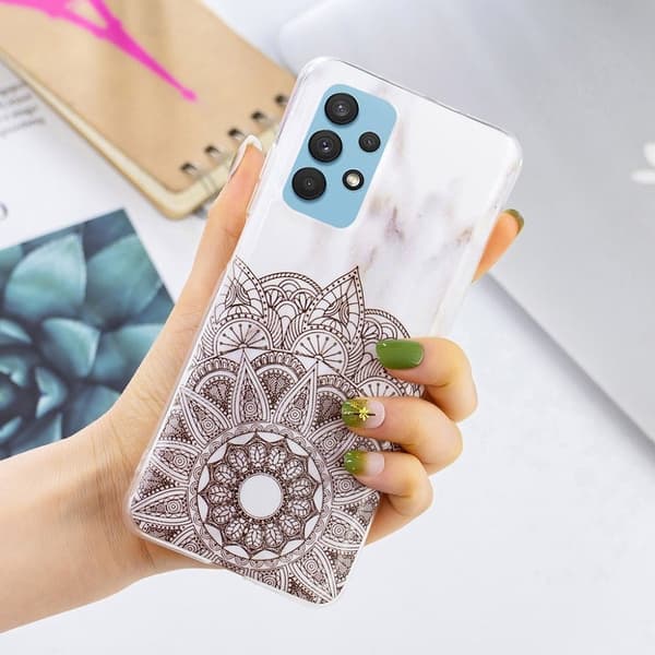 Marmormotiv Samsung Galaxy A32 skal - Mandala Brun