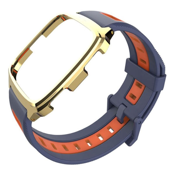 MIJOBS Fitbit Versa urrem med vævet tekstur - mørkeblå / orange Blue