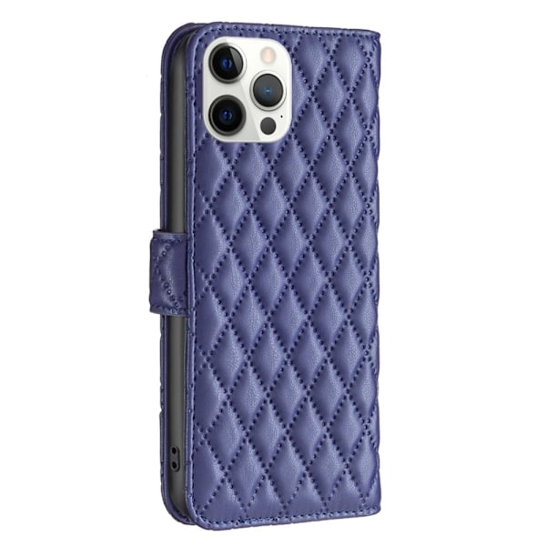 Rombuskuvioinen matta läppäkotelo iPhone 12 Pro Max - Sininen Blue