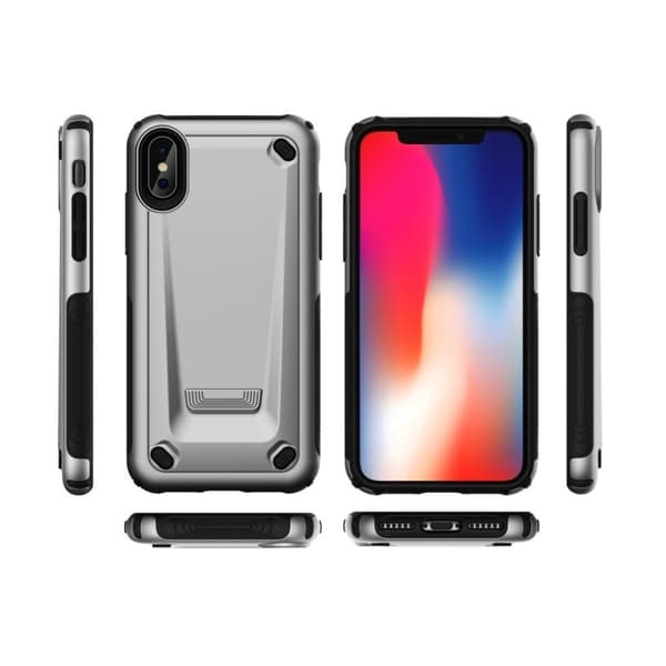 iPhone XS beskyttelses deksel av plastikk og TPU - lyse grå Silver grey