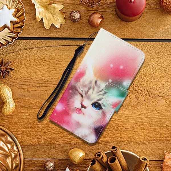 Wonderland iPhone 13 Pro Flippetui - Søt Katt Multicolor
