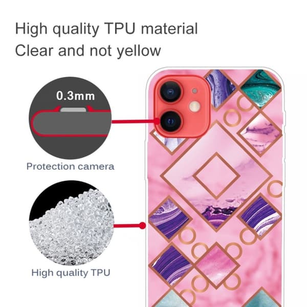 Marble iPhone 12 Mini Etui - Rose i Diamant Former Pink