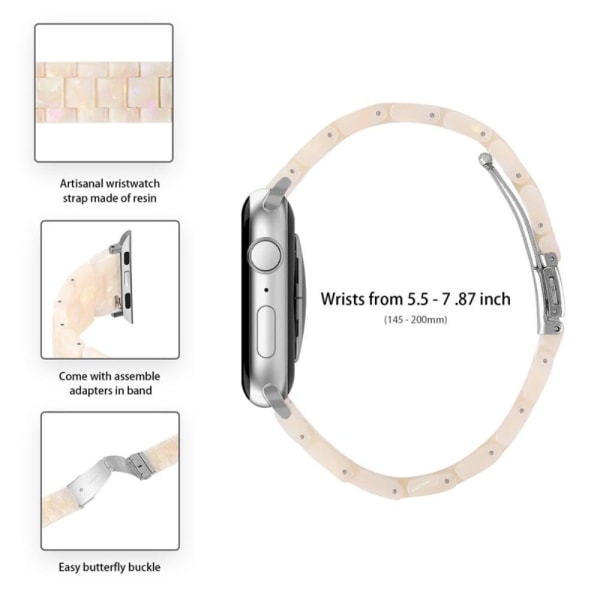 Apple Watch SE 2022 (44mm) klockarmband med 3 pärlor i resin och genomskinligt hölje - Fluorescerande Vit Vit