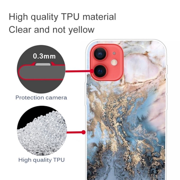 Marmormotiv iPhone 13 skal - Blåaktig Guldmarmor multifärg