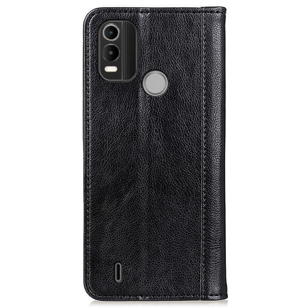 Ekte lærdeksel med magnetisk lukking for Nokia C21 Plus - Svart Black