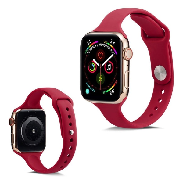 Apple Watch Series 5 44mm yksinkertainen silikoninen kellonauha - Punainen Red