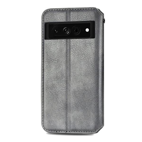 Læder Etui med A Stilfuldt Rhombus Tryk til Google Pixel 7 Pro - Grå Silver grey