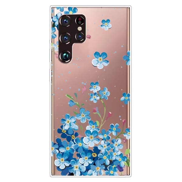 Deco Samsung Galaxy S22 Ultra Etui - Blå Blomster Blue