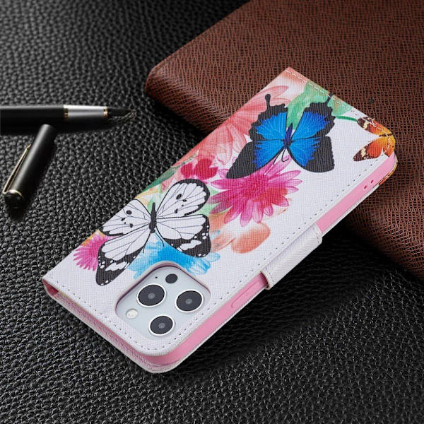 Wonderland iPhone 13 Pro Max flip etui - To Sommerfugle Multicolor