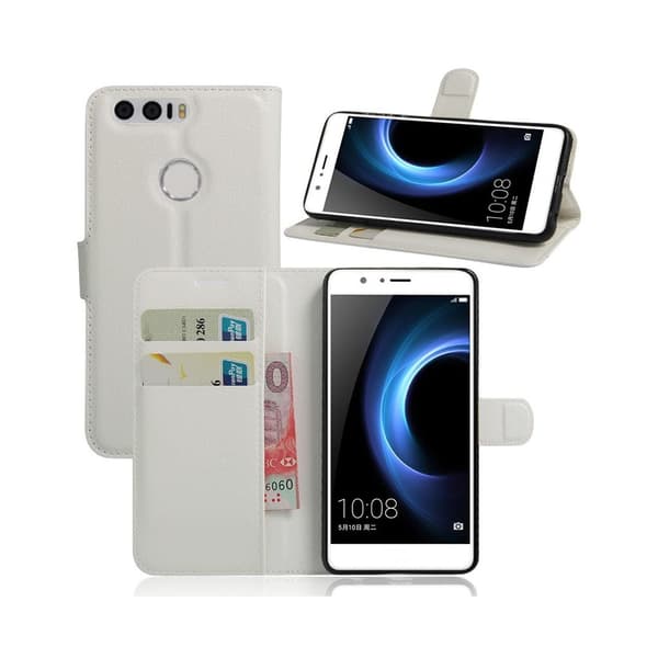 Mankell Huawei Honor 8 Læretui med litchi tekstur - Hvit White