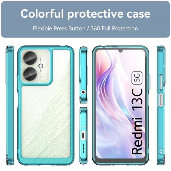 Xiaomi Redmi 13C / Xiaomi Redmi 13R / Xiaomi Poco C65 smart telefonskal i akryl - Transparent Blå Blå
