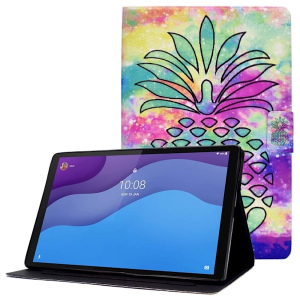 Lenovo Tab M10 (Gen 3) viileä kuvio nahkakotelo - Värikäs Ananas Multicolor