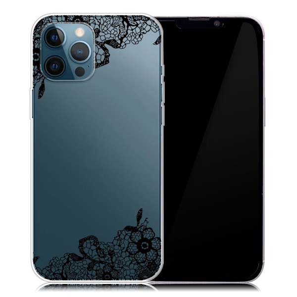 Deco iPhone 13 Pro skal - Spetsblomma Svart