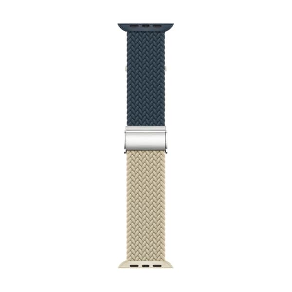 Apple Watch Series 8 (41 mm) parallellfarget nylonrem - Mørkeblå / Beige Blue