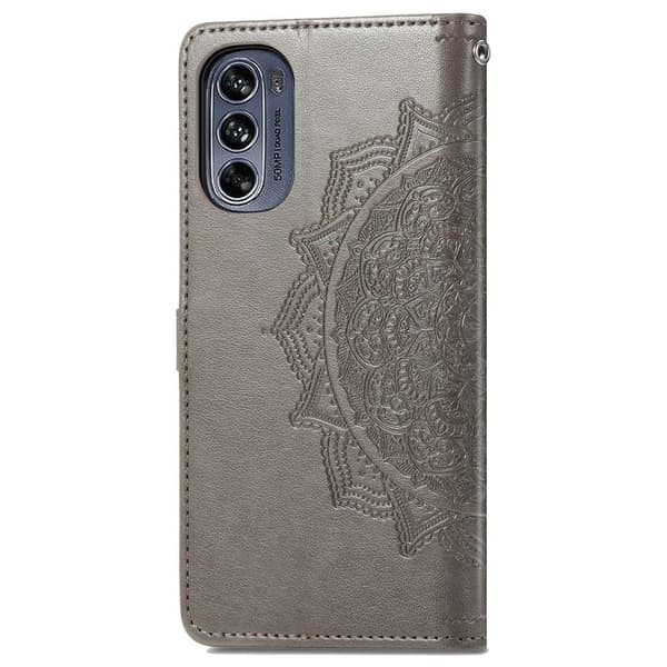 Mandala läder Motorola Moto G62 5G fodral - Silver/Grå Silvergrå