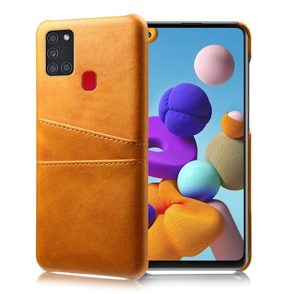 Dual Card Samsung Galaxy A21s kotelot - Oranssi Orange