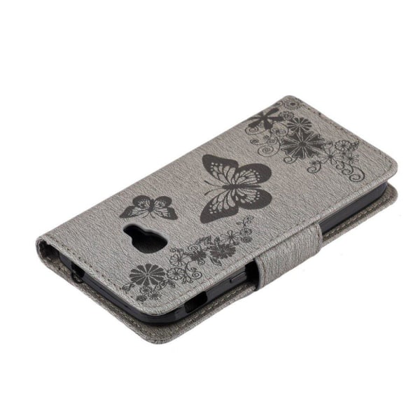 Butterfly läder Samsung Galaxy Xcover 4S fodral - Silver/Grå Silvergrå
