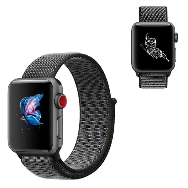 Apple Watch Series 5 40mm solid farve nylon urrem - Mørkoliven Black
