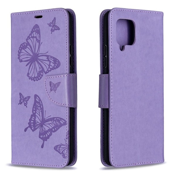 Butterfly läder Samsung Galaxy A42 5G fodral - Lila Lila