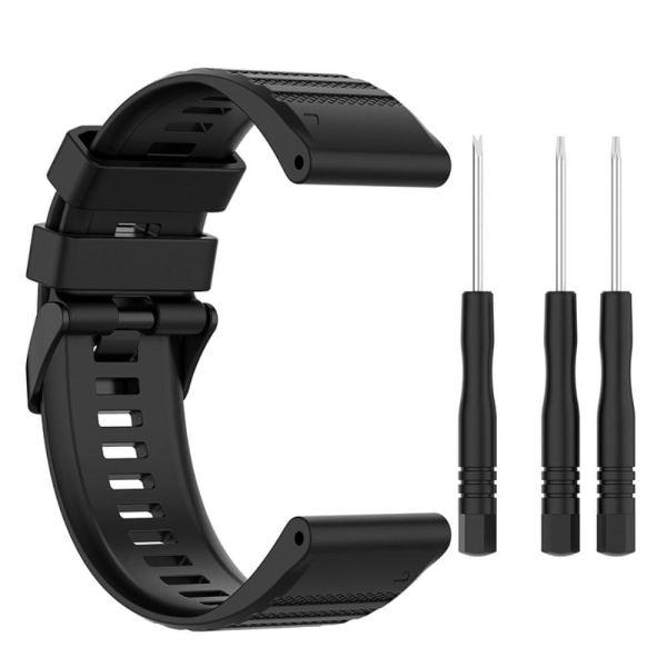 22mm yksivärinen silikoninen kellohihna Garmin-kelloon - Musta Black