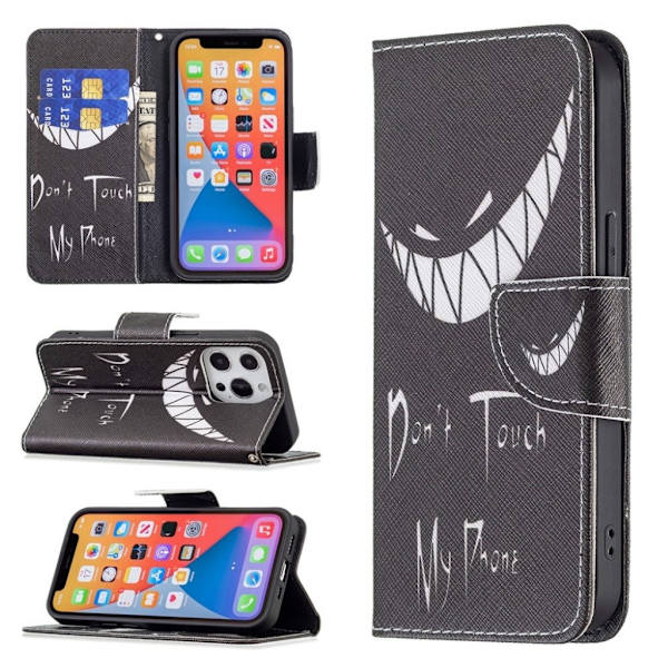 Folio Flip Wallet Style Pattern Printing Leather stander etui iPhone 13 Pro 6.1 inch - Snicker Black