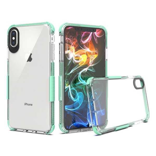 iPhone Xs Max soft case i kontrastfarve - Cyan Green
