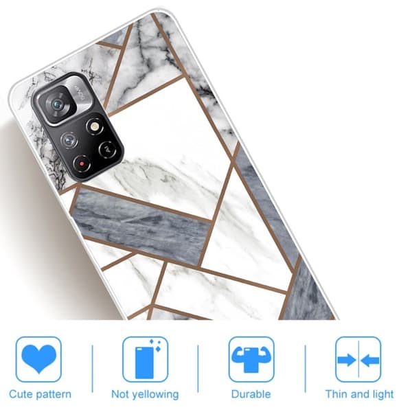 Marble design Xiaomi Redmi Note 11T 5G kotelot - Harmaa / Valkoinen Marmori Laatta Multicolor