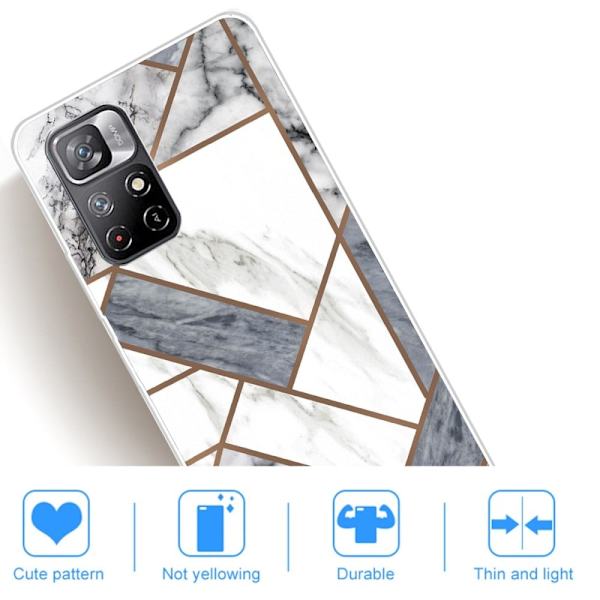 Marmormotiv Xiaomi Redmi Note 11T 5G skal - Grå / Vit Marmorplatta multifärg