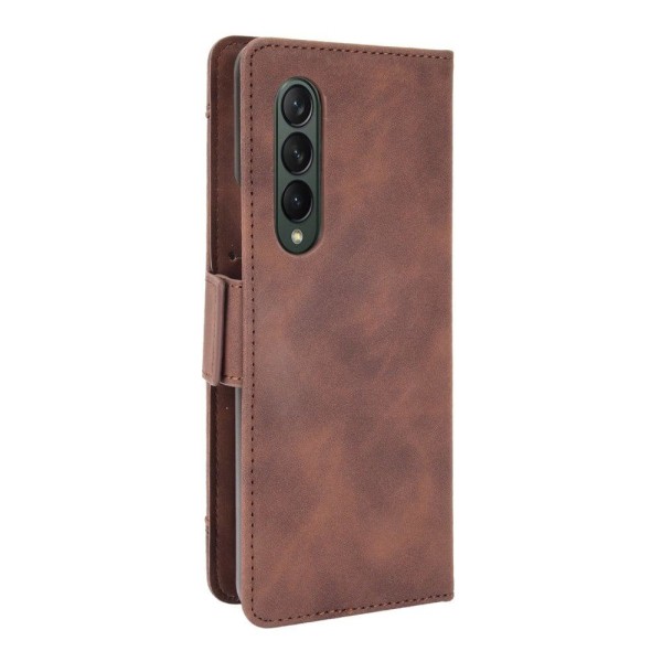 Stilfuldt Læder Etui med Pung til Samsung Galaxy Z Fold3 5G - Brun Brown