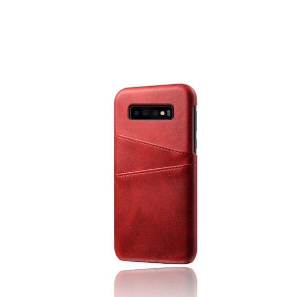 Samsung Galaxy S10 dobbelt kortholder læderetui - Rød Red