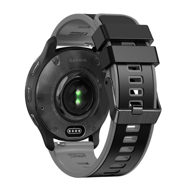 20 mm universel tofarvet silikone-urrem - Sort / Grå Black